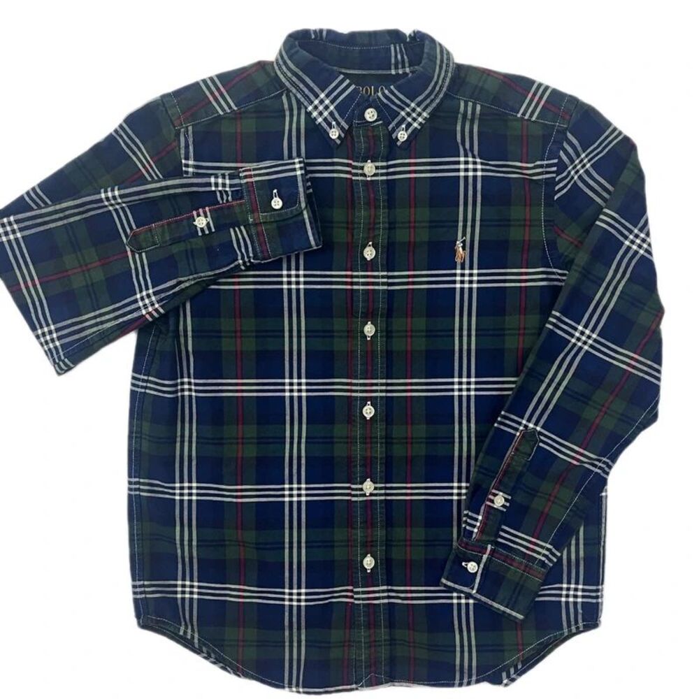 Polo Ralph Lauren Youth Plaid Button Down Long Sleeve Size M 10-12